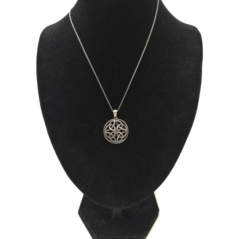 Celtic knot Design Pendant Necklace 925 Sterling Silver Marked‎ PAJ